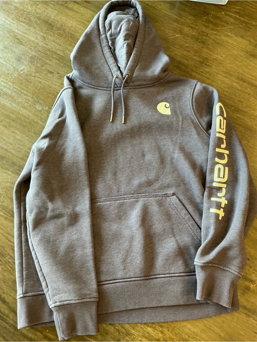 Carhartt Deep Purple Hoodie with Yellow Logo